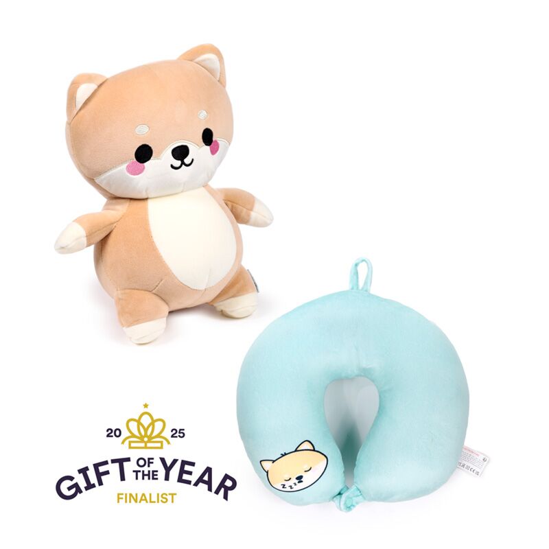 Swapseazzz adoramals shiba inu 2-in-1 pluche reiskussen