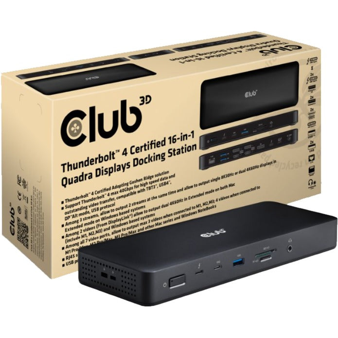 Club 3D Thunderbolt 4, 16-in-1 Quadra Displays-dockstation