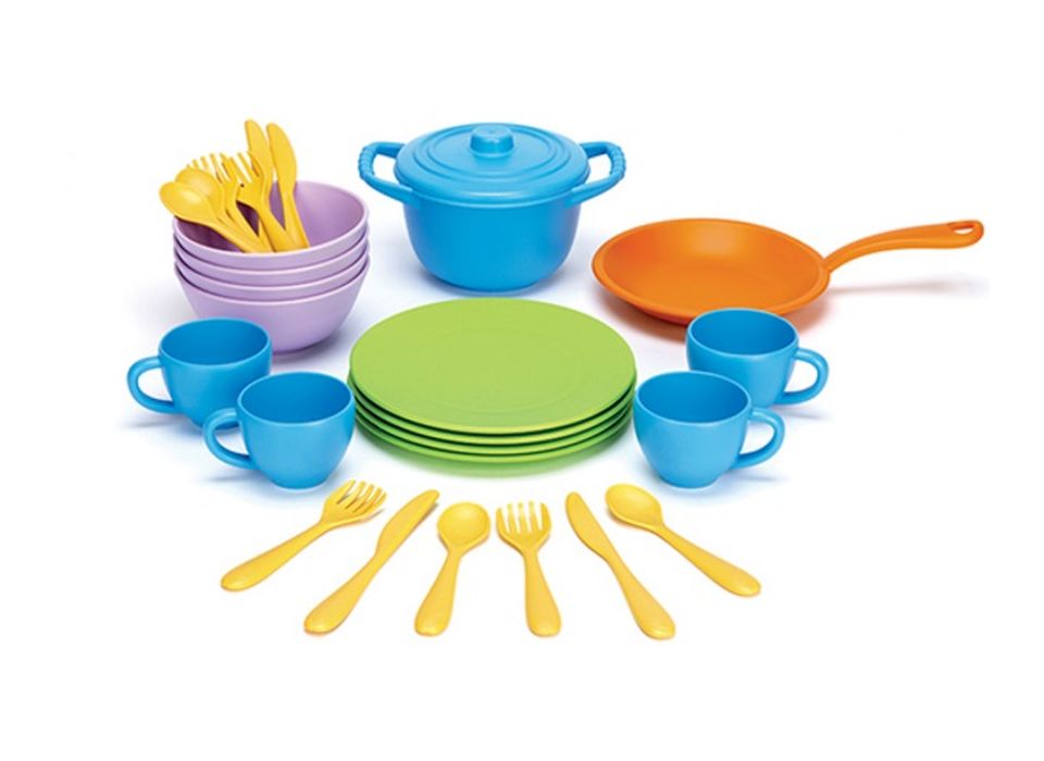 Groene speelgoed kook- en dinerset - gerecycled