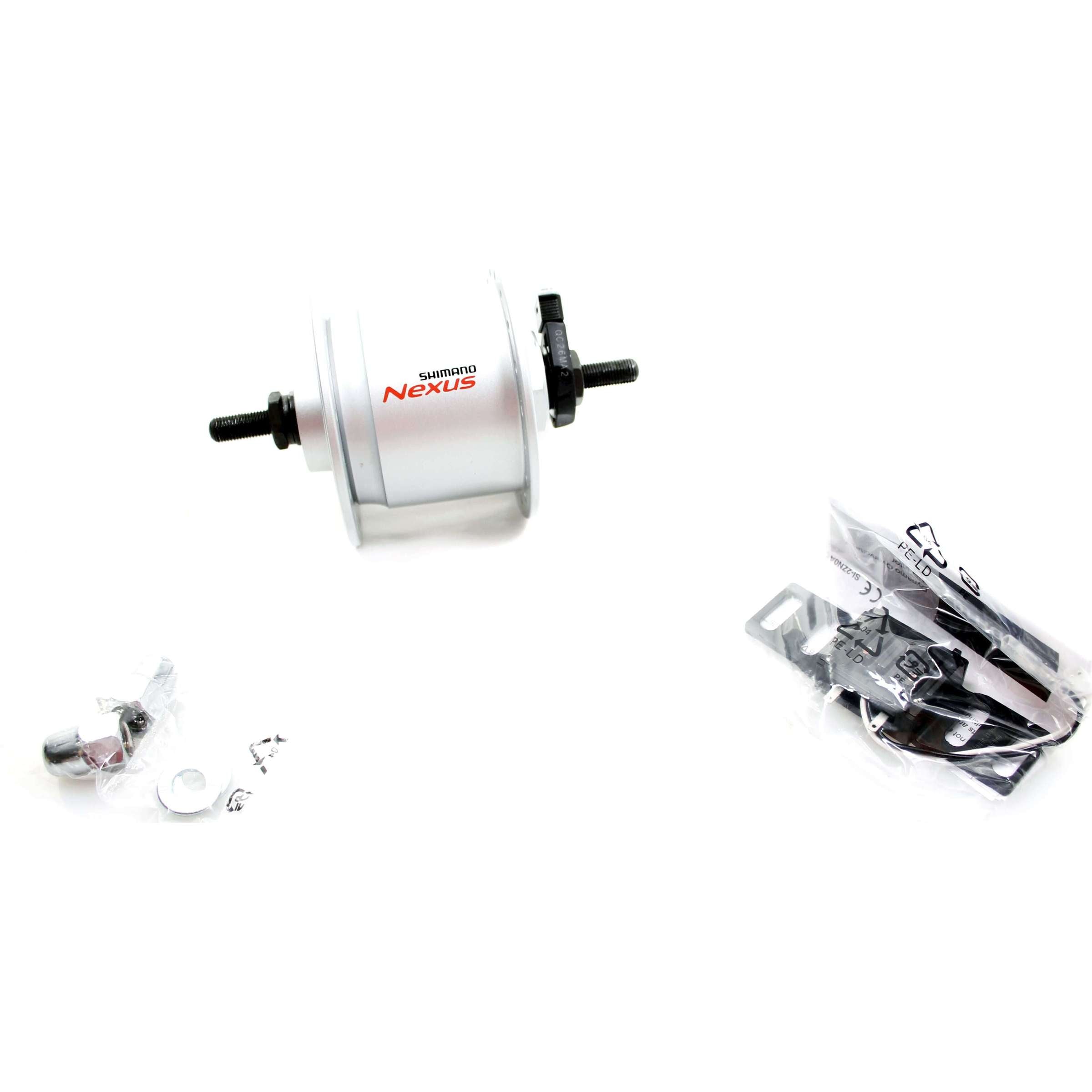 Moyeu dynamo Shimano Nexus DH-C3000-3N 3 Watt - 36 trous - frein sur jante - argent