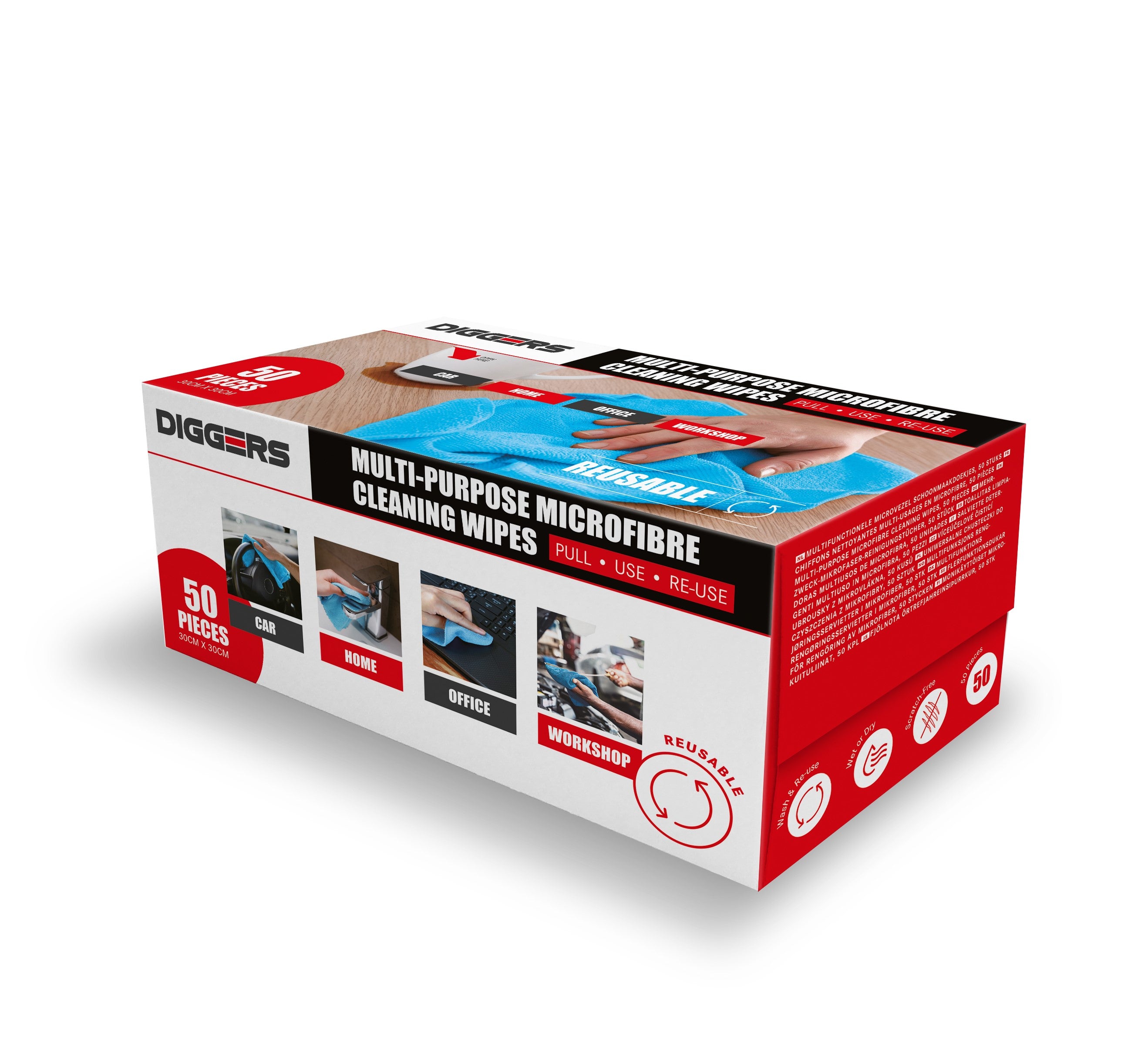Diggers microvezeldoeken | 30x30 cm | 50 stuks | blauw - dig900
