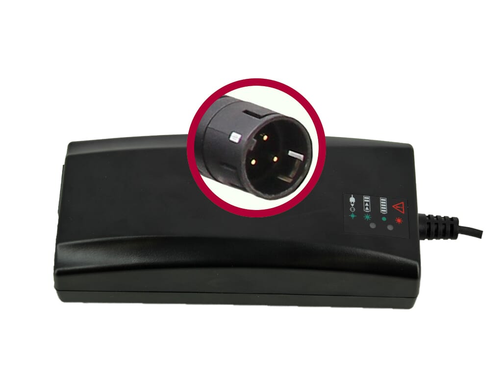 BMZ lader li-ion 42v 4a stekker rond 3-pins