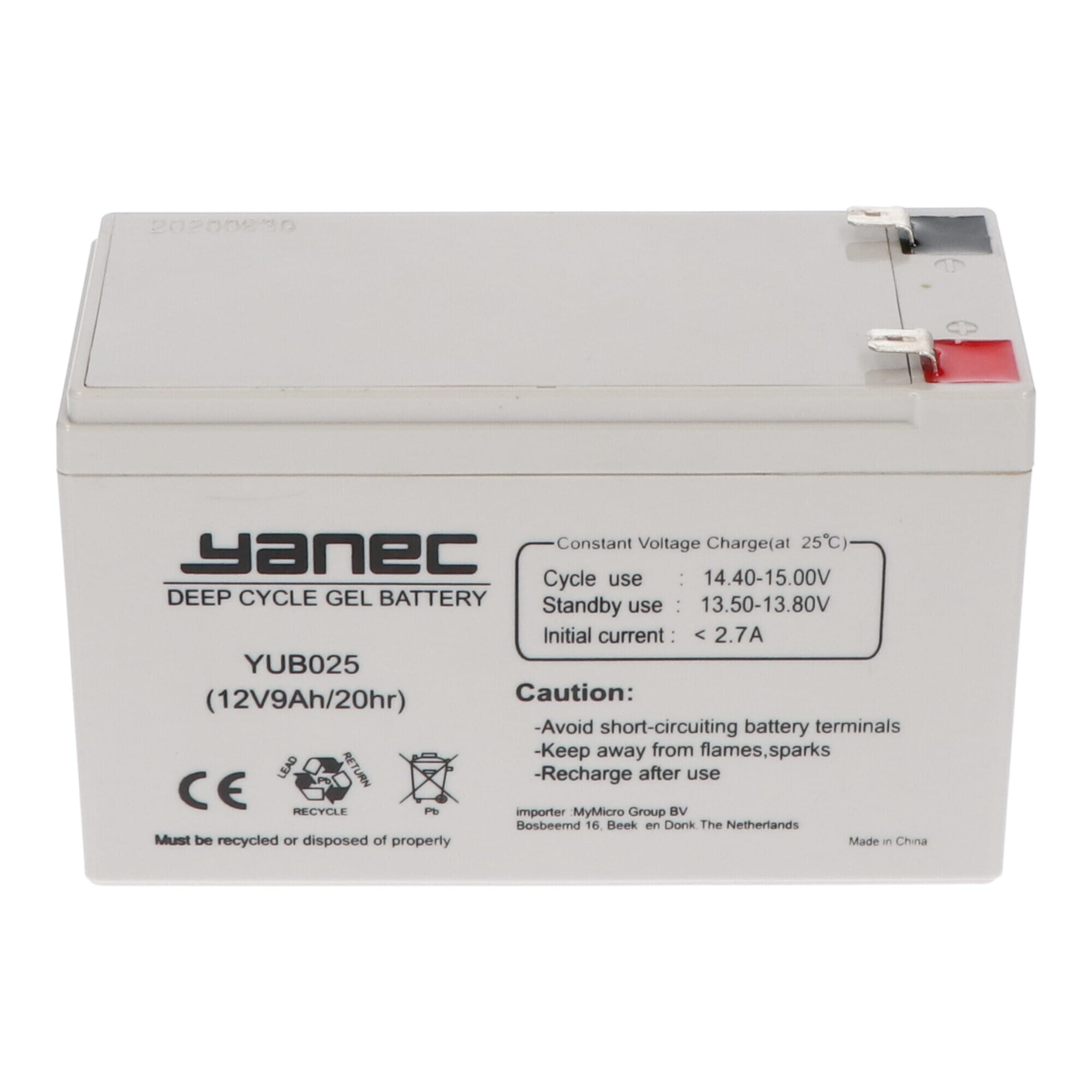 Yanec gel accu 12v 9ah