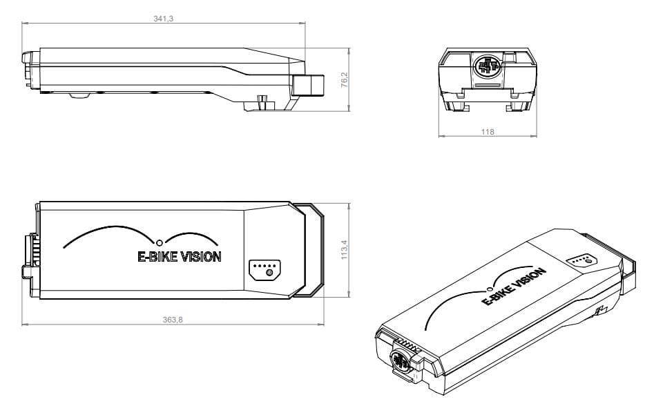 Bosch powerpack lite 360wh bagage e-bike vision (bes2)