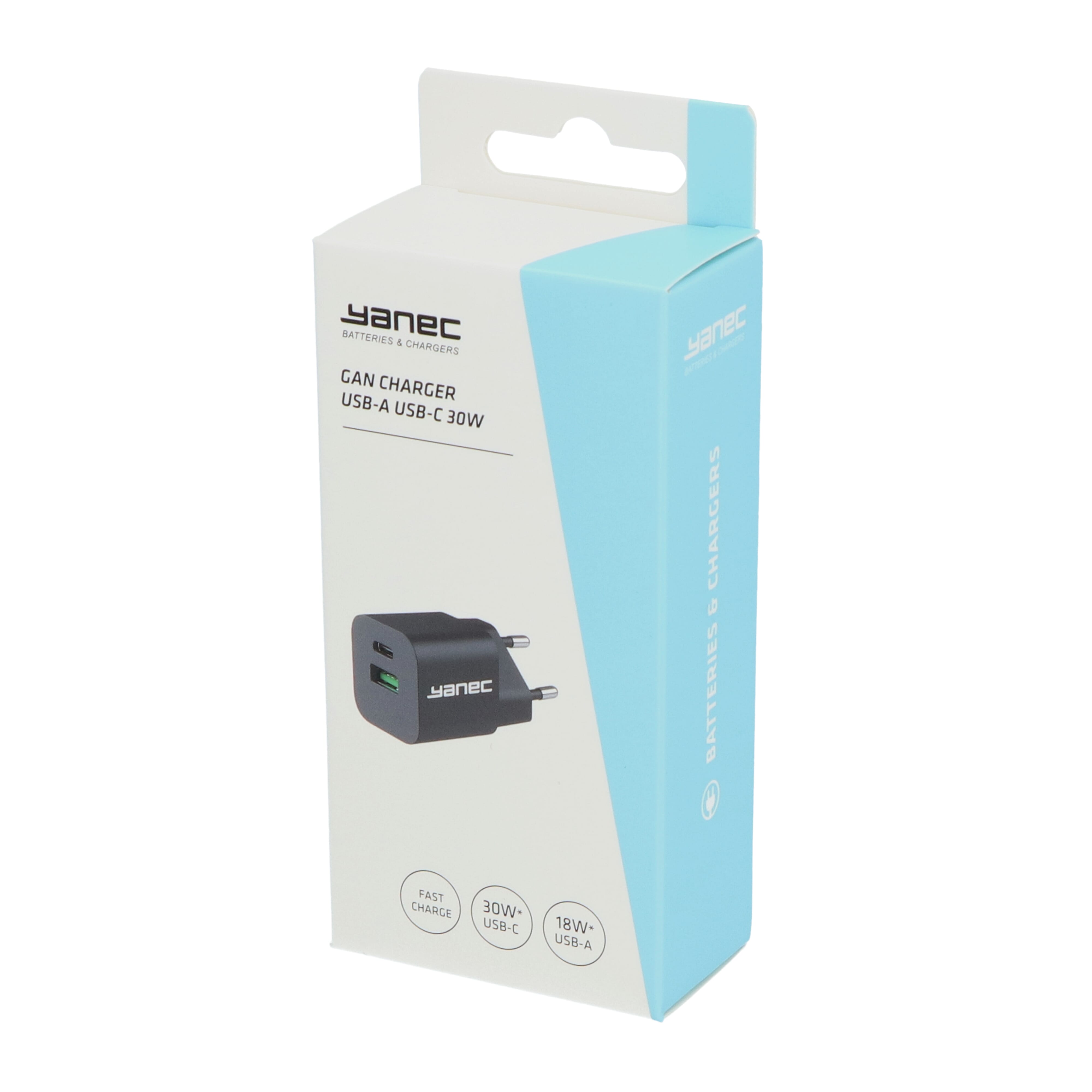 Yanec compacte ganlader usb-a usb-c 30w