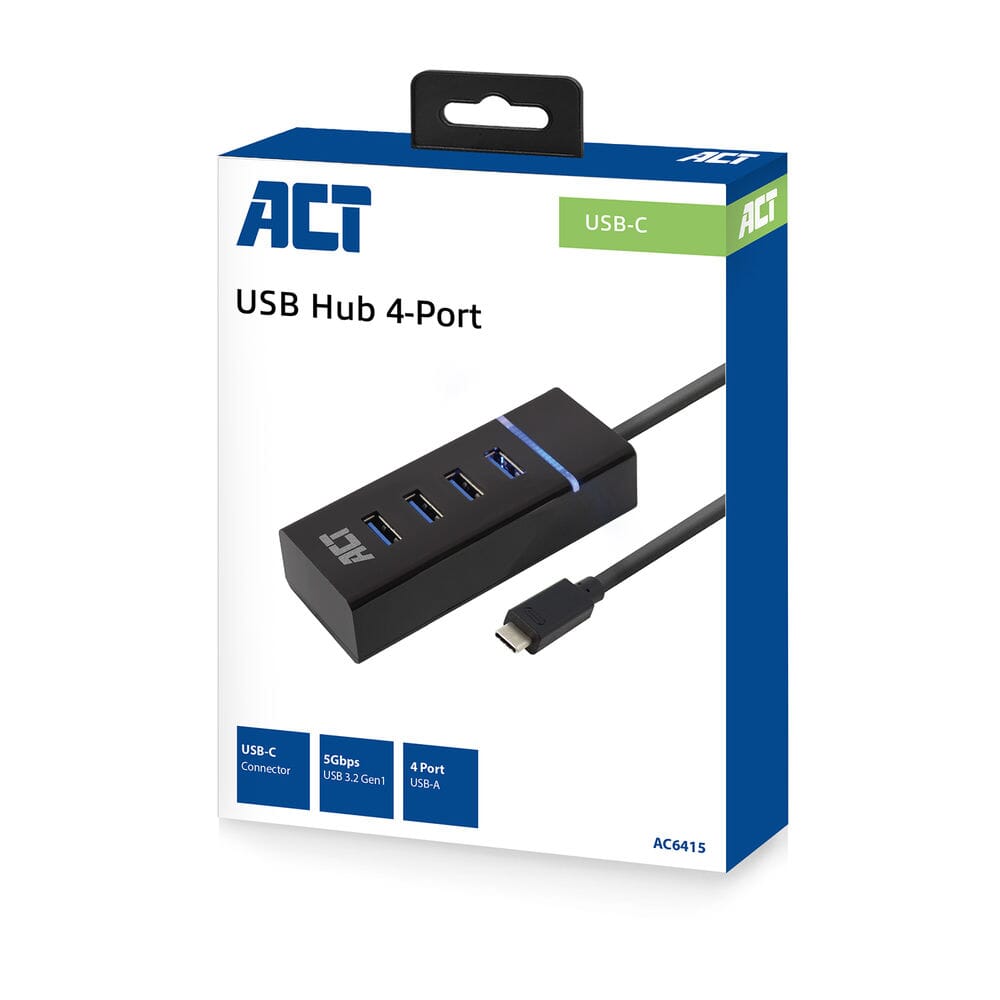 ACT Connectiviteit USB-C Hub 3.2 met 4 USB-A poorten