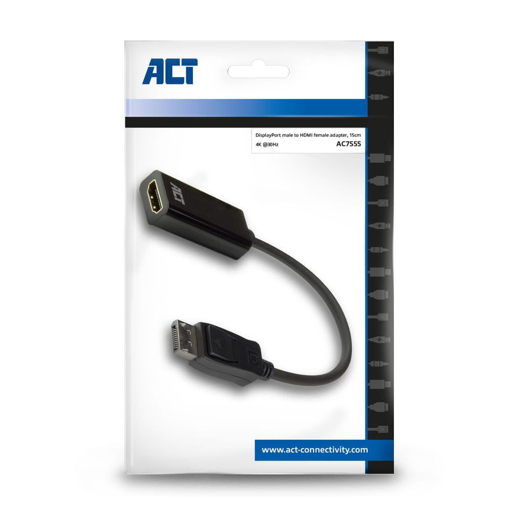 Act displayport naar hdmi vrouwelijke adapter, 4k, zakje met rits