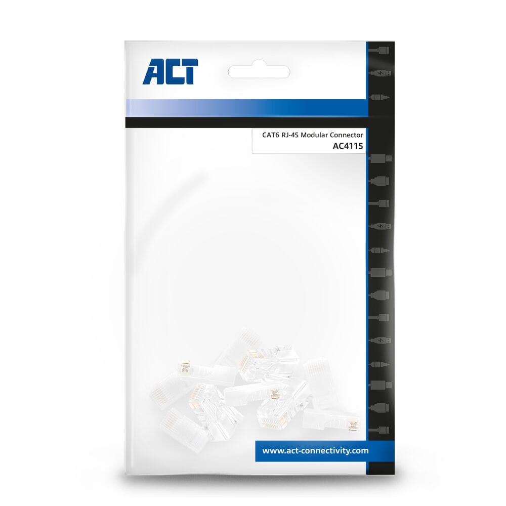 Act utp cat6 modulaire connector, rj45, zipbag