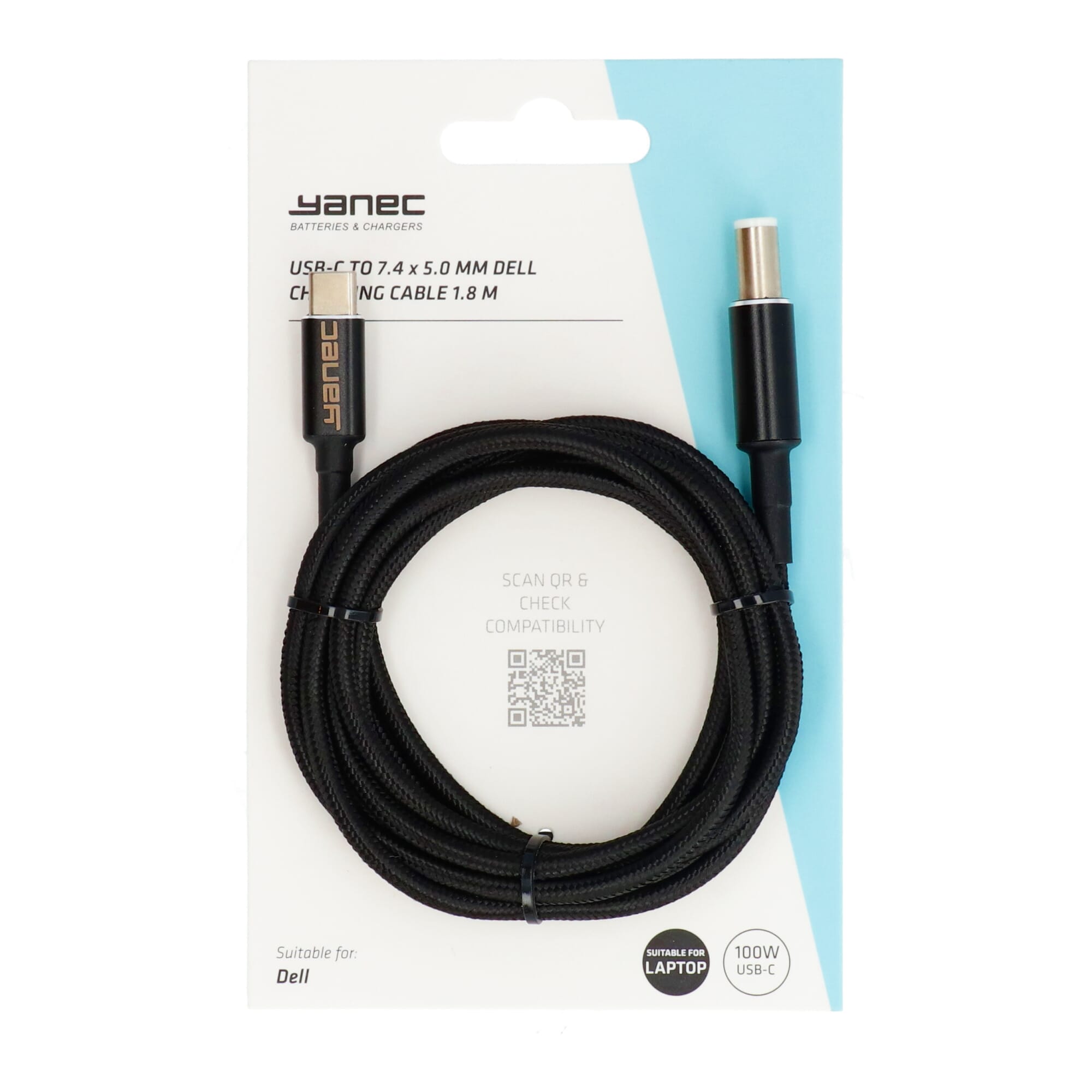 Yanec usb-c naar 7.4 x 5.0 mm dell laadkabel 1.8m