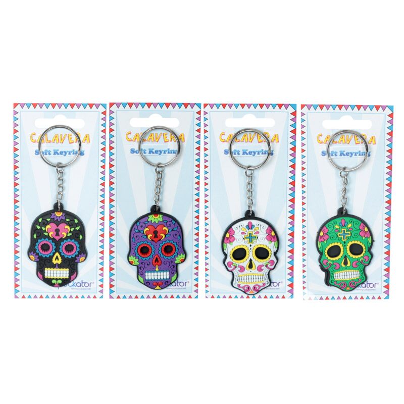 Dia de los muertos mexicaans doodshoofd pvc sleutelhouder