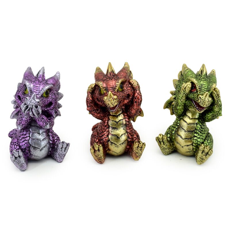 Set van 3 elementen baby draak horen, spreken, zien en geen kwaad