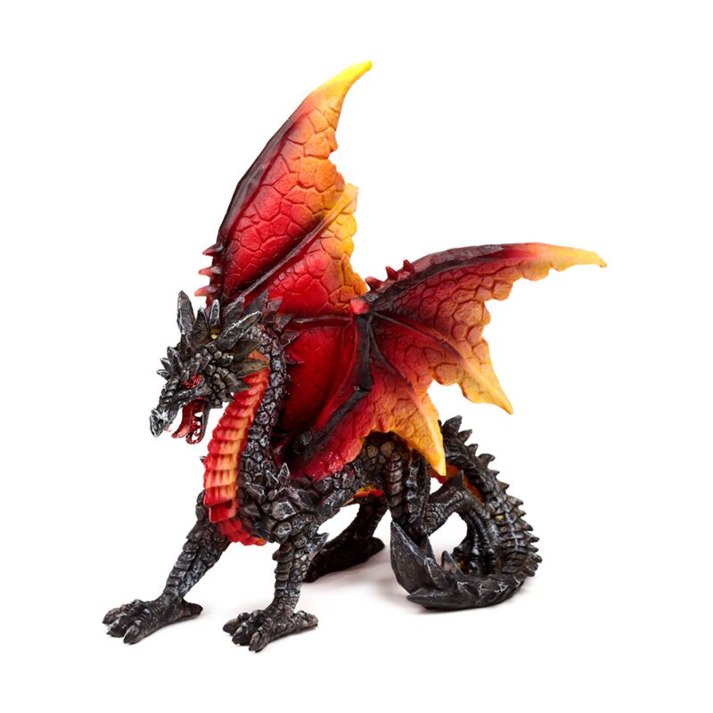 Dark legends beschermer van de nacht obsidiaan vuur draak 17cm