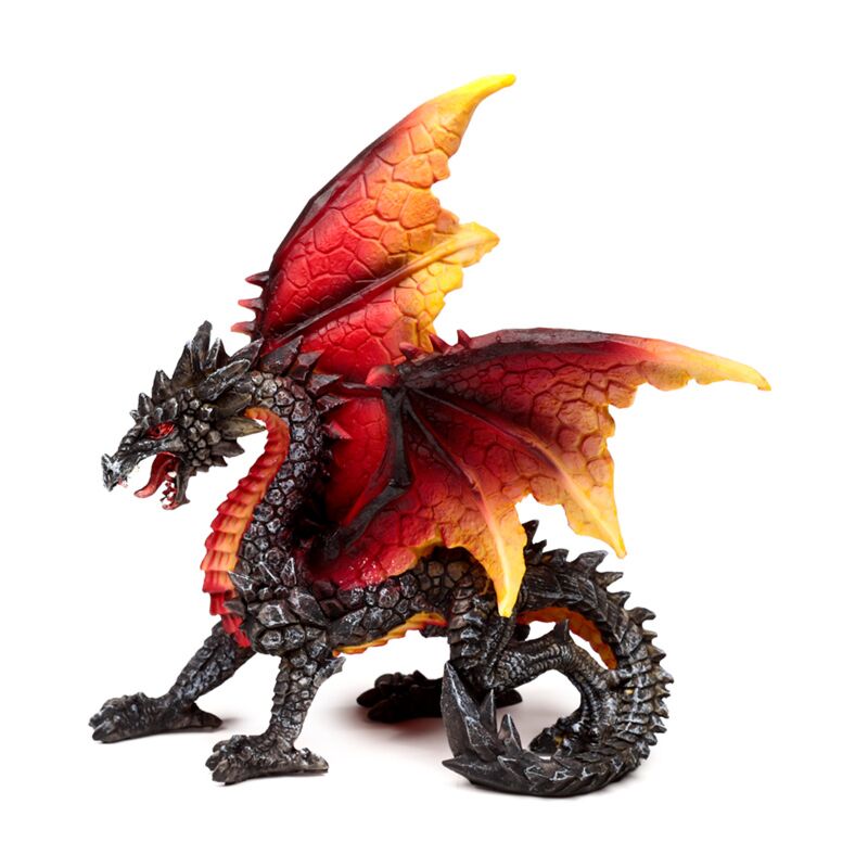 Dark legends beschermer van de nacht obsidiaan vuur draak 17cm
