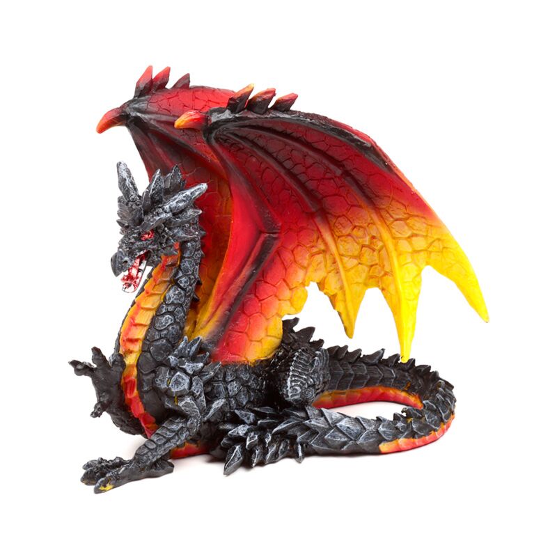 Dark legends beschermer van de nacht obsidiaan vuur draak 21cm