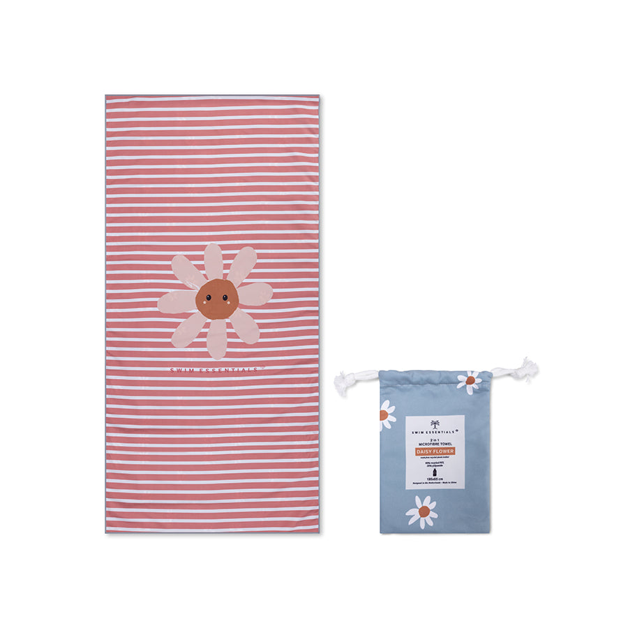 Madeliefjebloem | blauwe microveze handdoek 135 x 65 cm