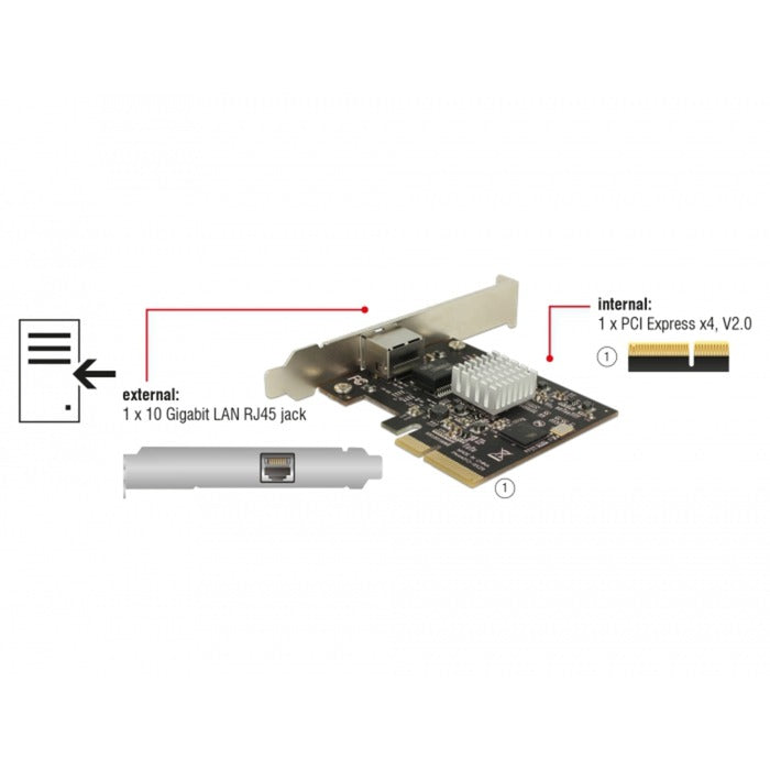 DeLOCK DeLOCK PCI Express-kaart > 1 x 10 Gigabit LAN NBASE-T RJ45