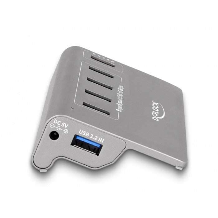Delock usb-hub 10 gbps met 4 usb-a + 1 quick charge poort (grijs, incl. voeding)