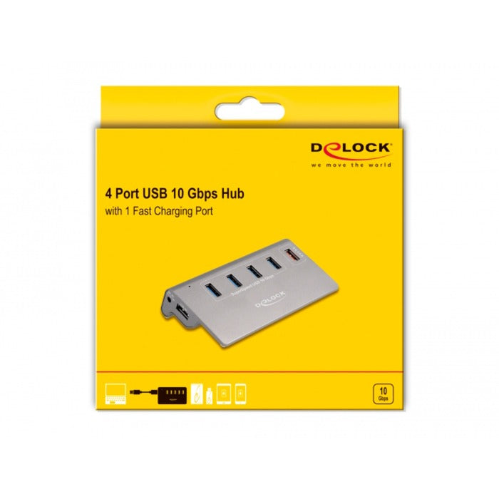 DeLOCK DeLOCK USB 10 Gbps Hub met 4 USB-A poorten + 1 Char