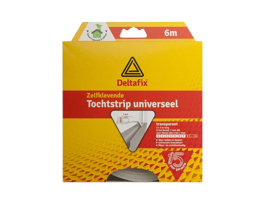 Deltafix tochtband - o-profiel - 9mm x 7mm - 6m - transparant