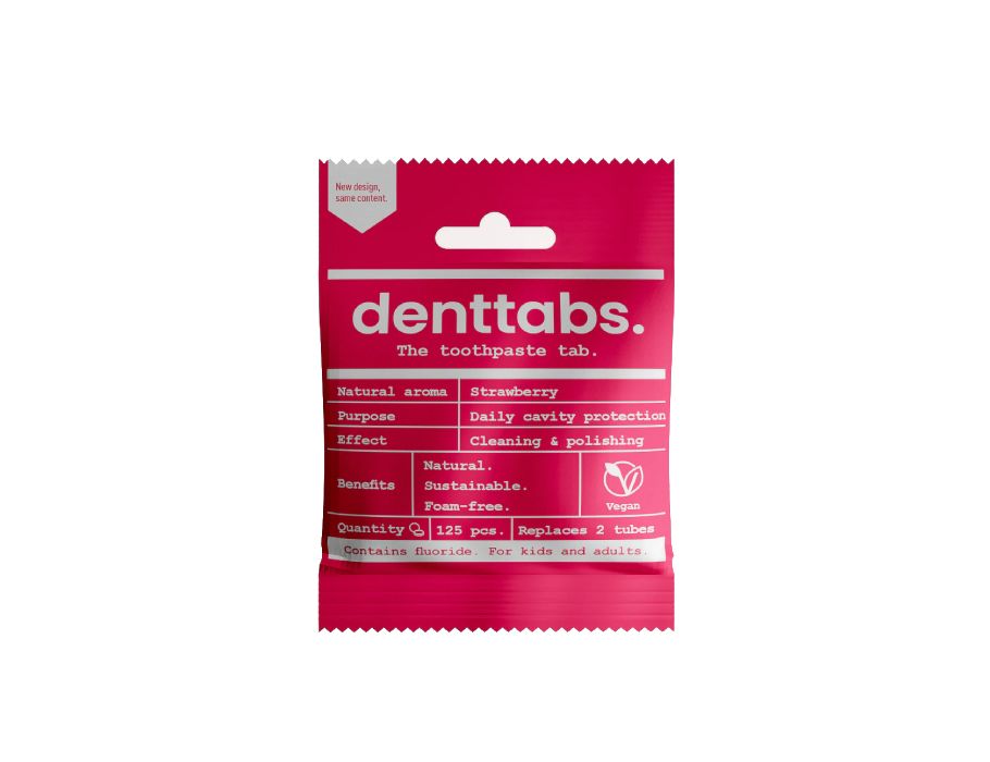 Denttabs tandpasta tabletten - met fluor - aardbei