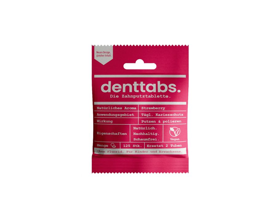 Dettabs tandpasta tabletten - zonder fluor - aardbei