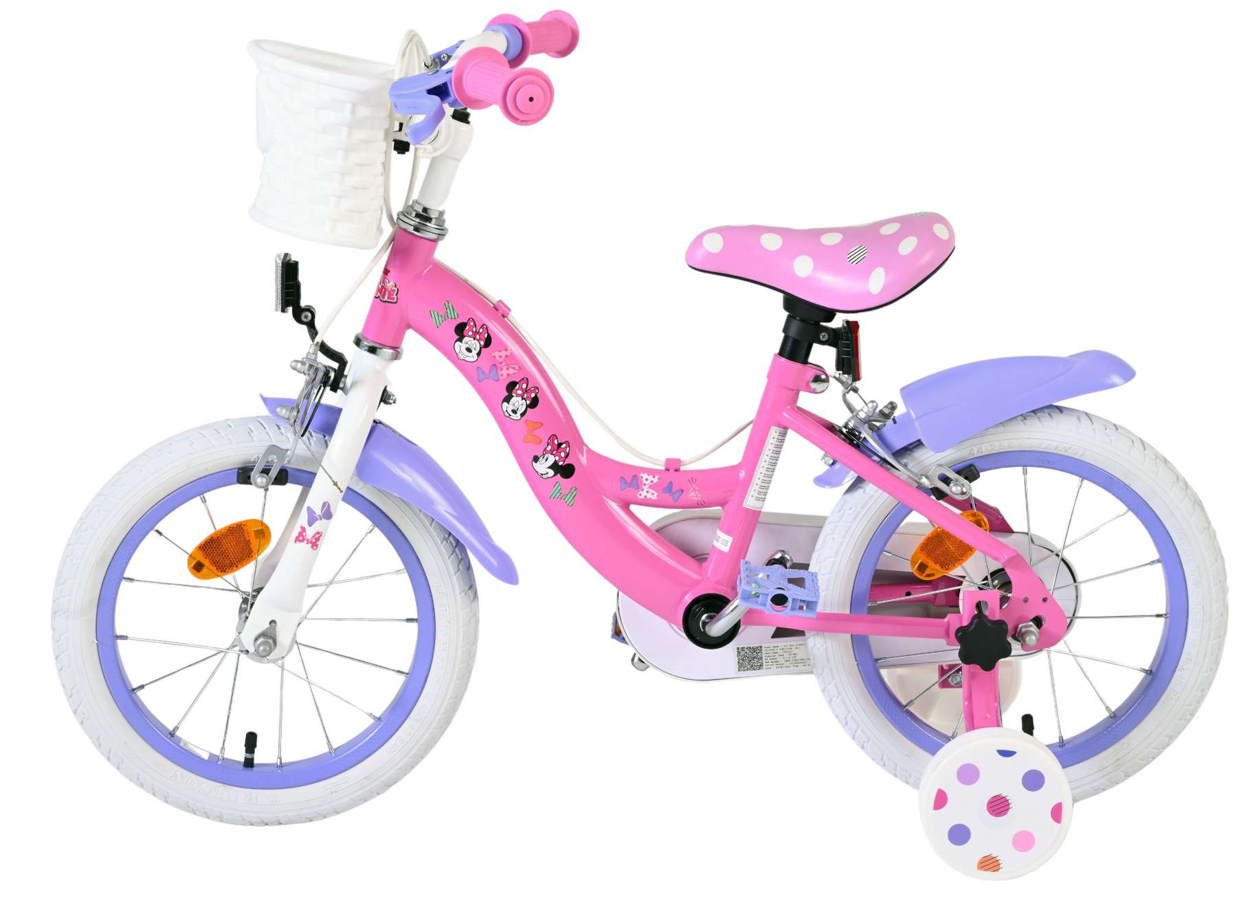 Disney minnie kinderfiets - meisjes - 14 inch - roze - twee handremmen