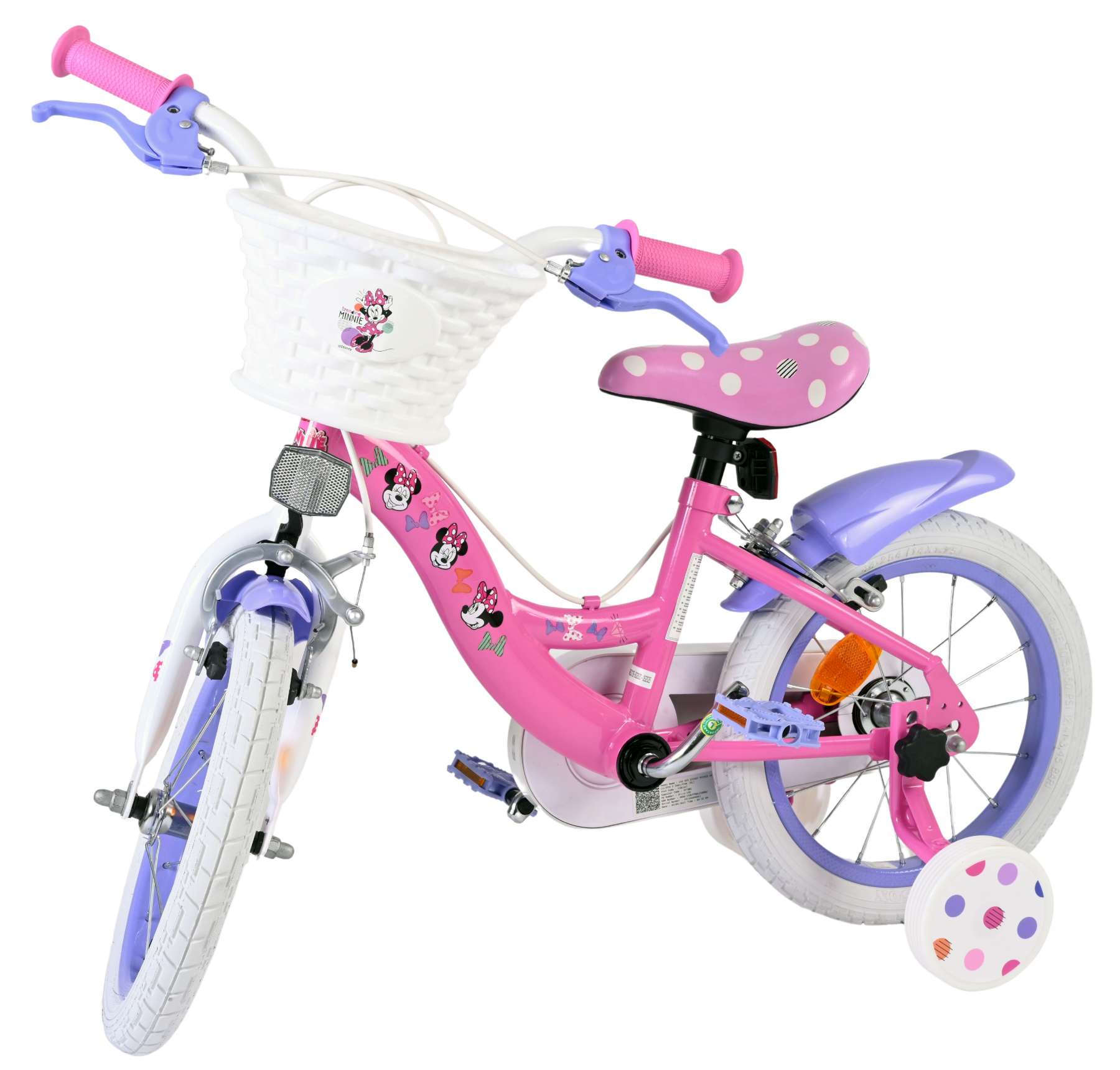 Disney minnie kinderfiets - meisjes - 14 inch - roze - twee handremmen
