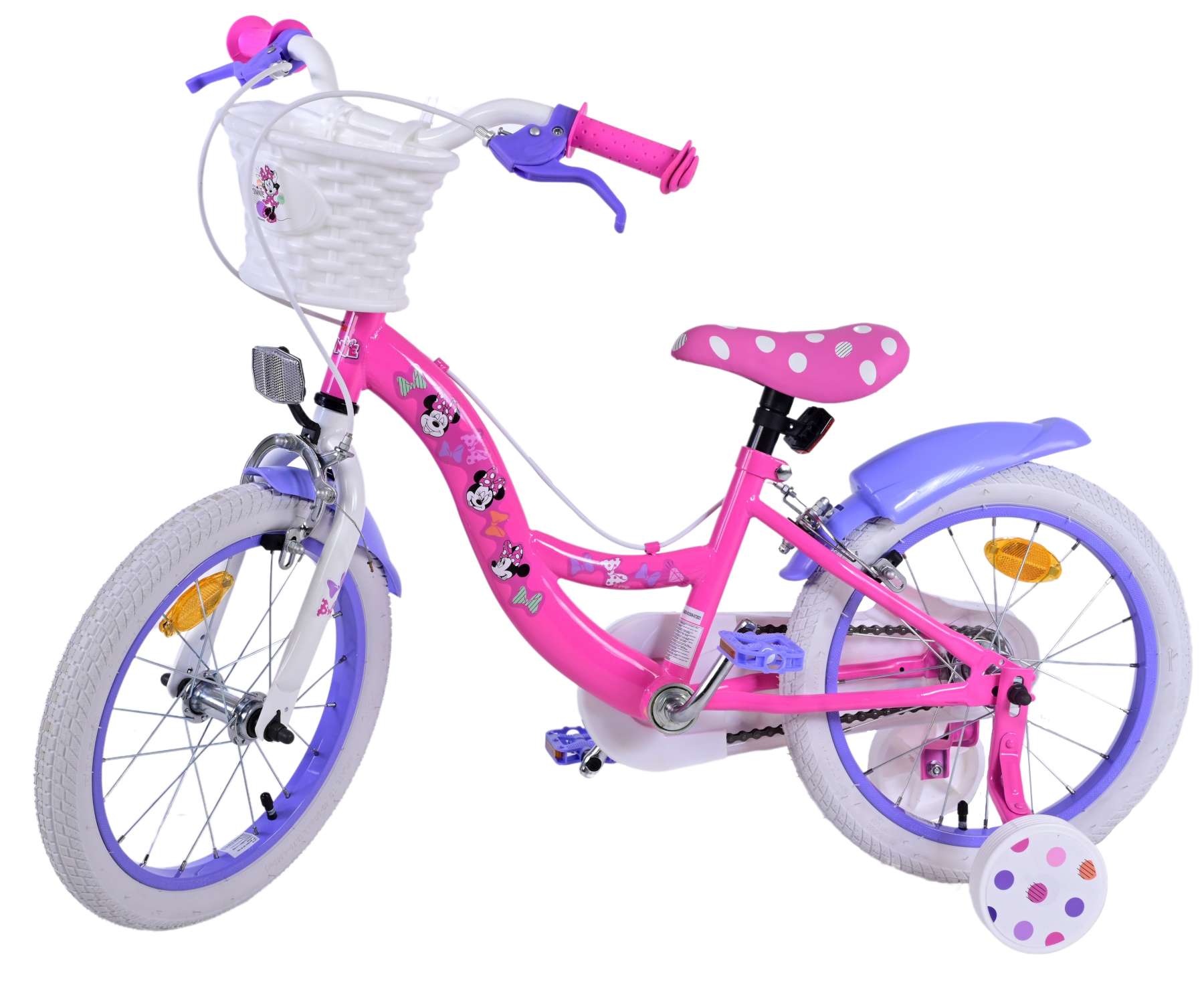 Disney minnie kinderfiets - meisjes - 16 inch - roze - twee handremmen