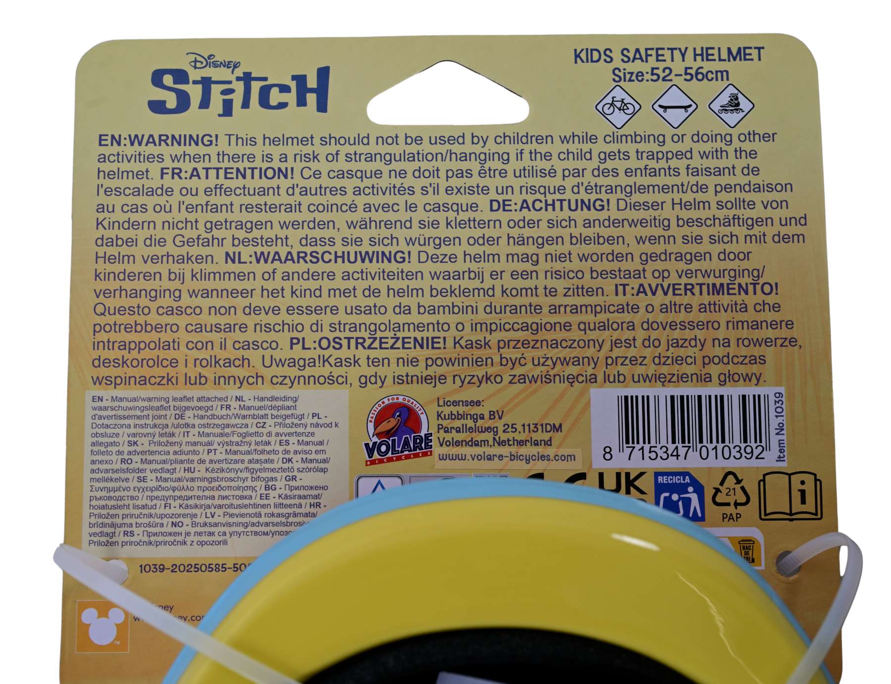 Stich kinder helm disney stitch roze 52-56cm