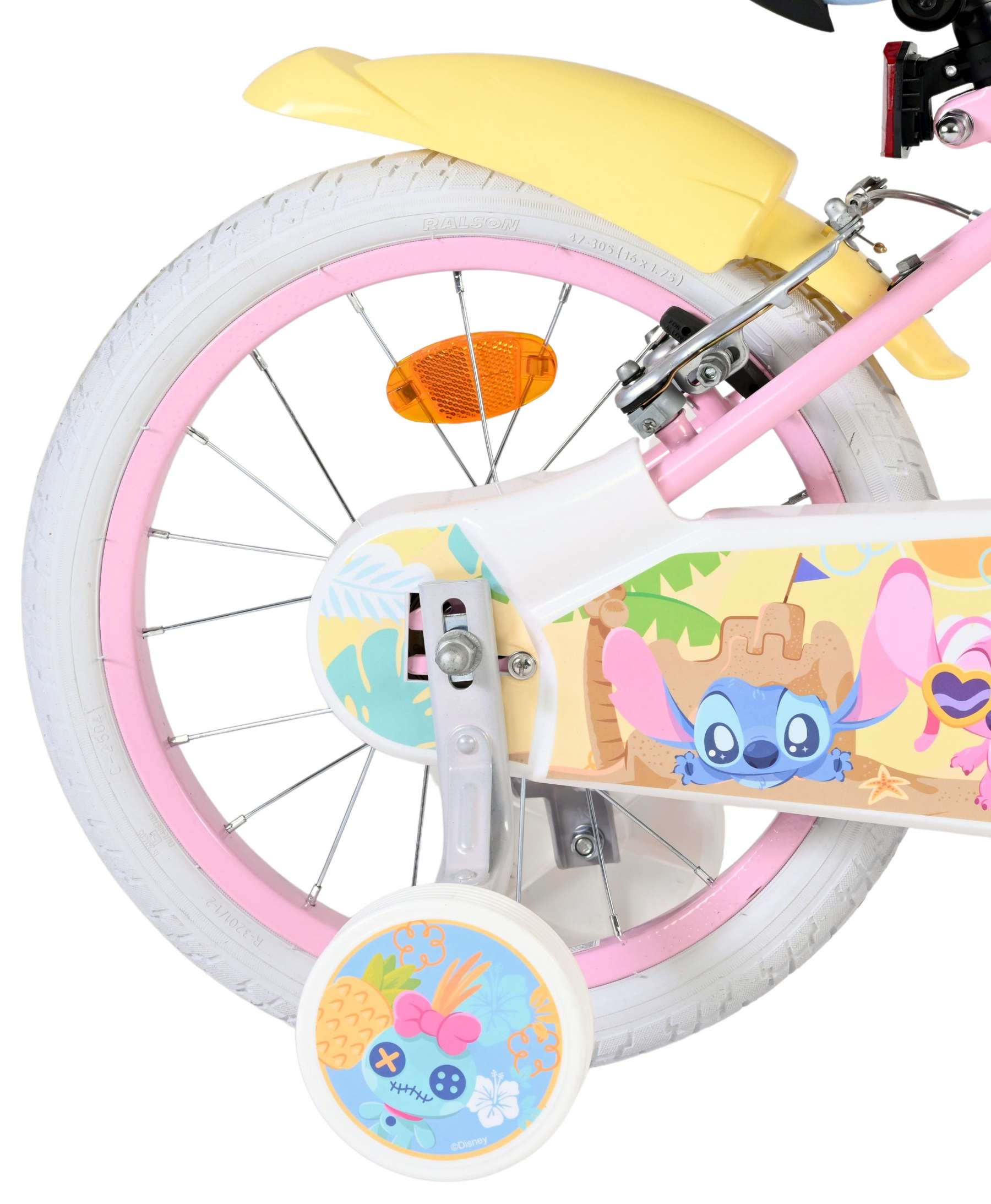 Stich disney stitch kinderfiets - meisjes - 16 inch - roze - twee handremmen