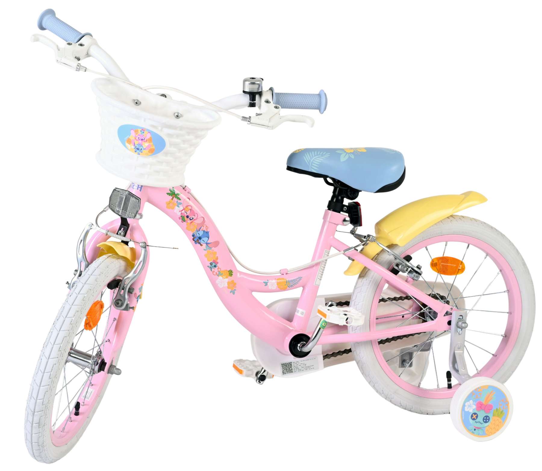 Stich disney stitch kinderfiets - meisjes - 16 inch - roze - twee handremmen