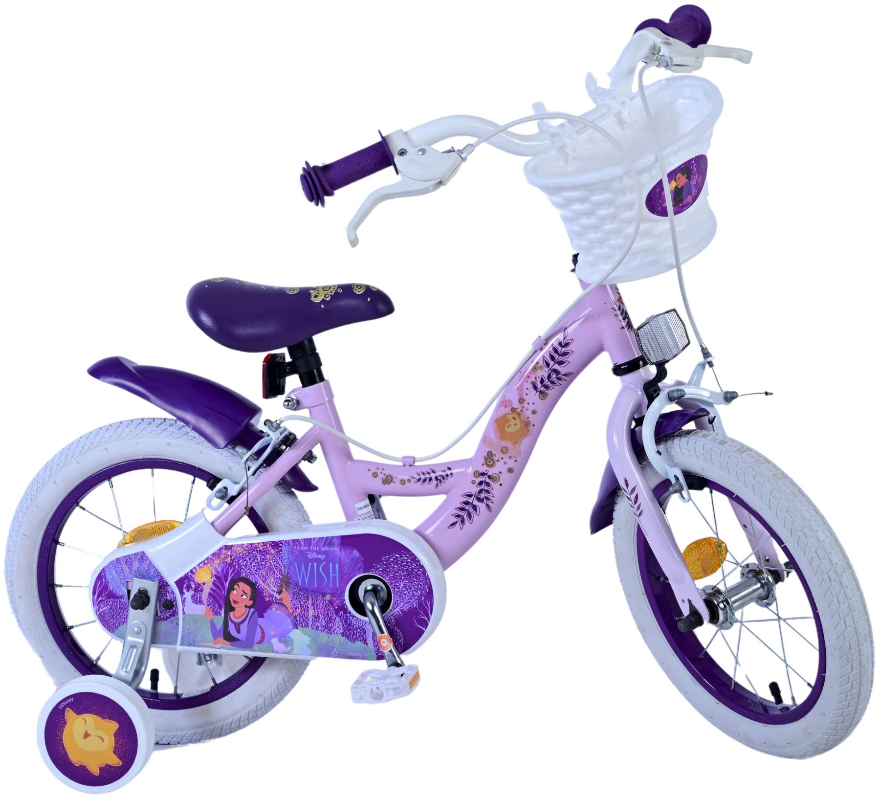 Wish disney kinderfiets - meisjes - 14 inch - paars - twee handremmen