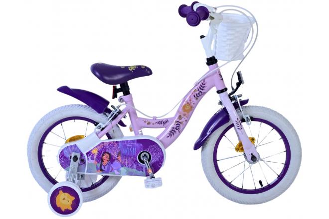 Wish disney kinderfiets - meisjes - 14 inch - paars - twee handremmen