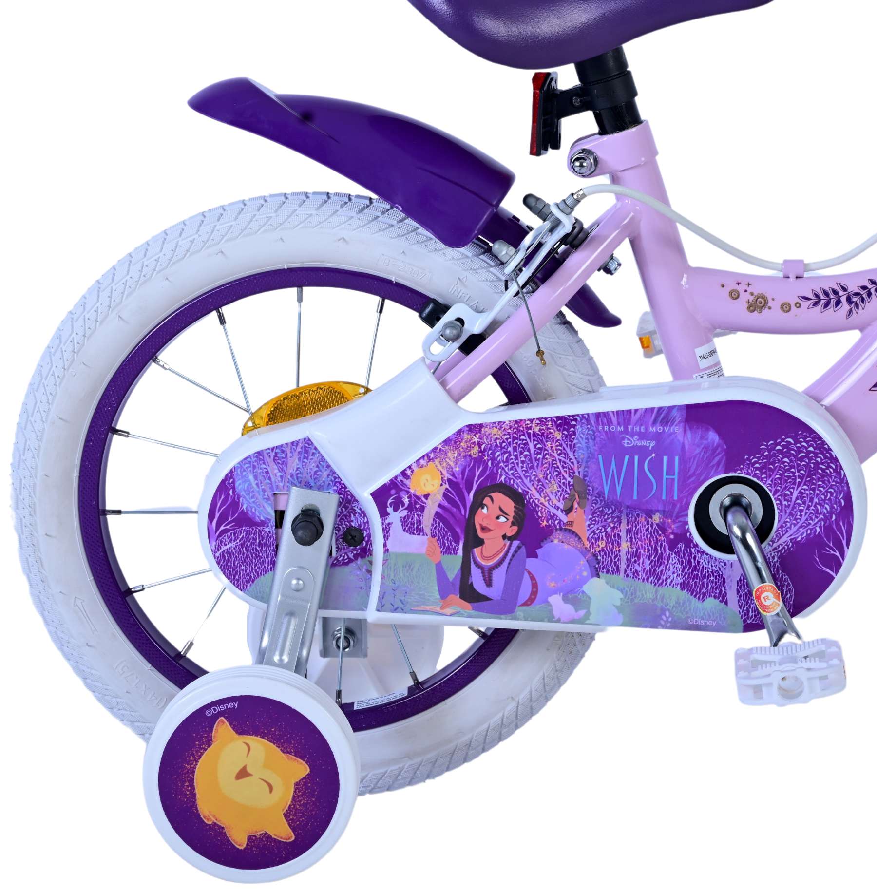 Wish disney kinderfiets - meisjes - 14 inch - paars - twee handremmen