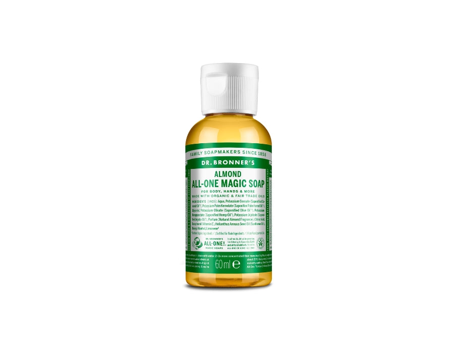 Dr. bronner's vloeibare zeep - pure castilië - amandel - 60 ml