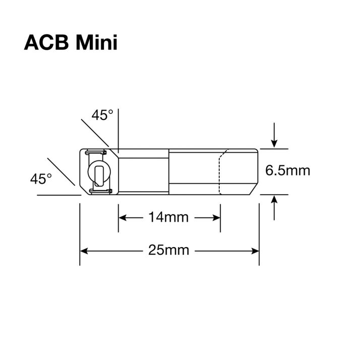 Enduro - lager balhoofd acb mini bo 14,2x25x6,5 (45x45°)