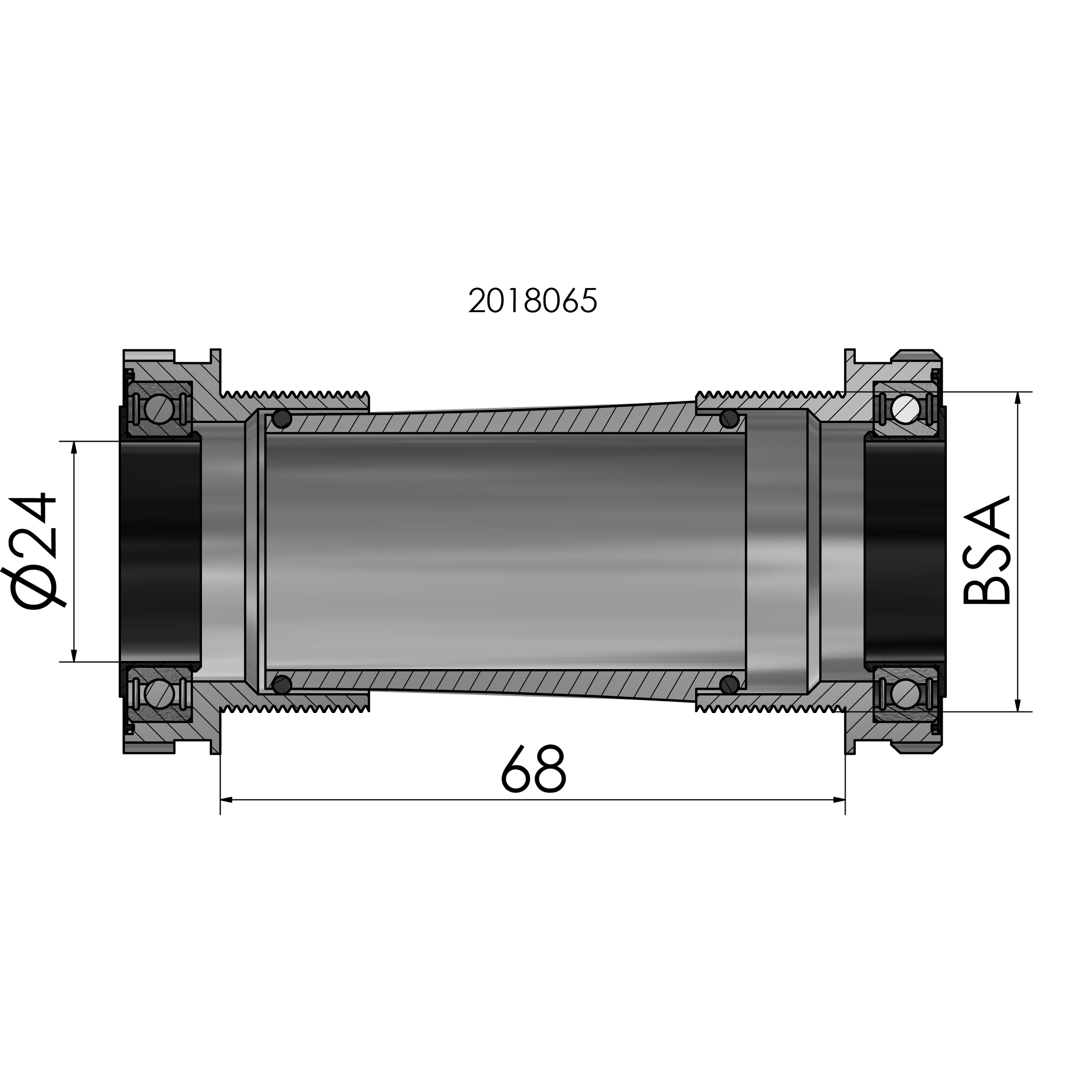 Trapas Elvedes Hollowtech Shimano Race 24Mm Zwart