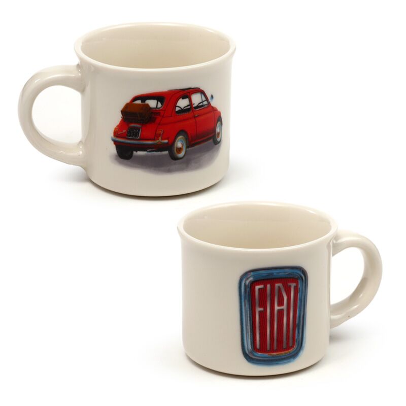 Fiat 500 set 2 porselein espresso kopjes