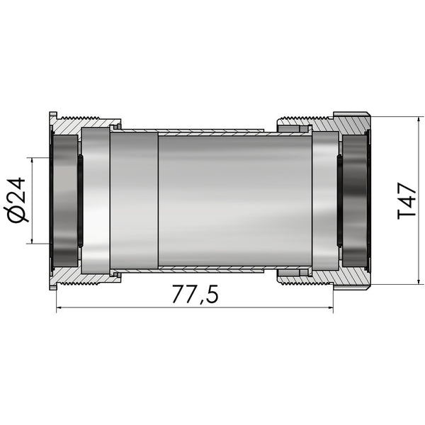 Elvedes trapas thread fit t47a (cerv�lo) voor 24mm shimano