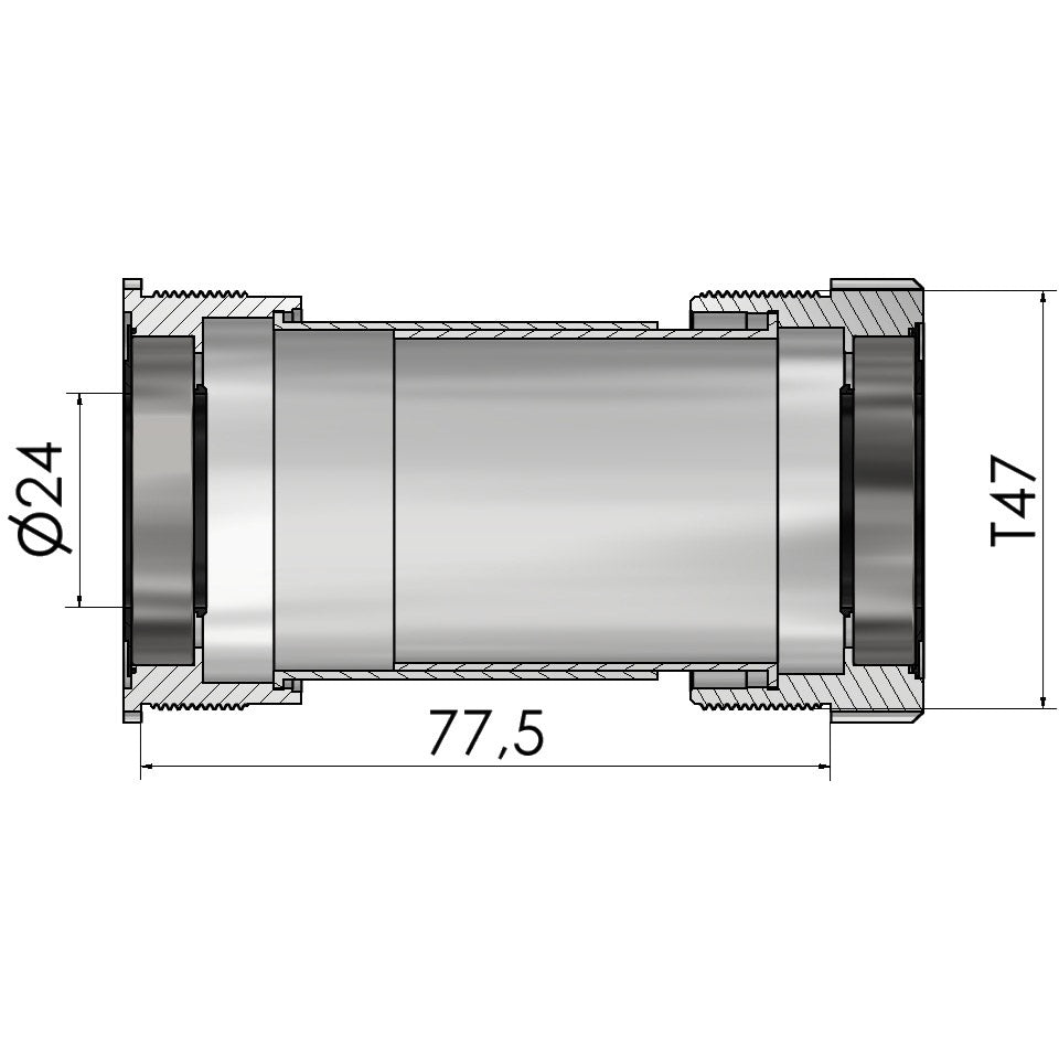 Elvedes trapas schroefdraad passend op t47a (cervélo) voor 24mm shimano