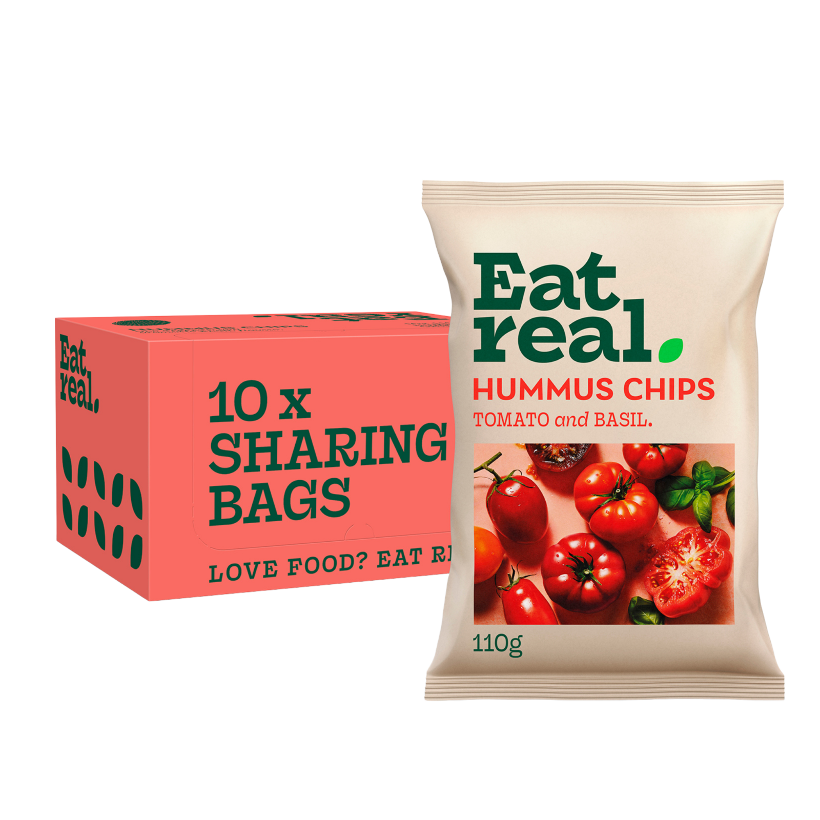 Eat real tomato amp; basil hummus chips (10x 110gr) (bol)