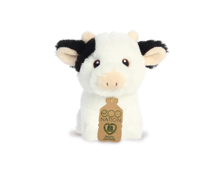 Eco nation pluchen knuffel - mini - koe - 13 cm