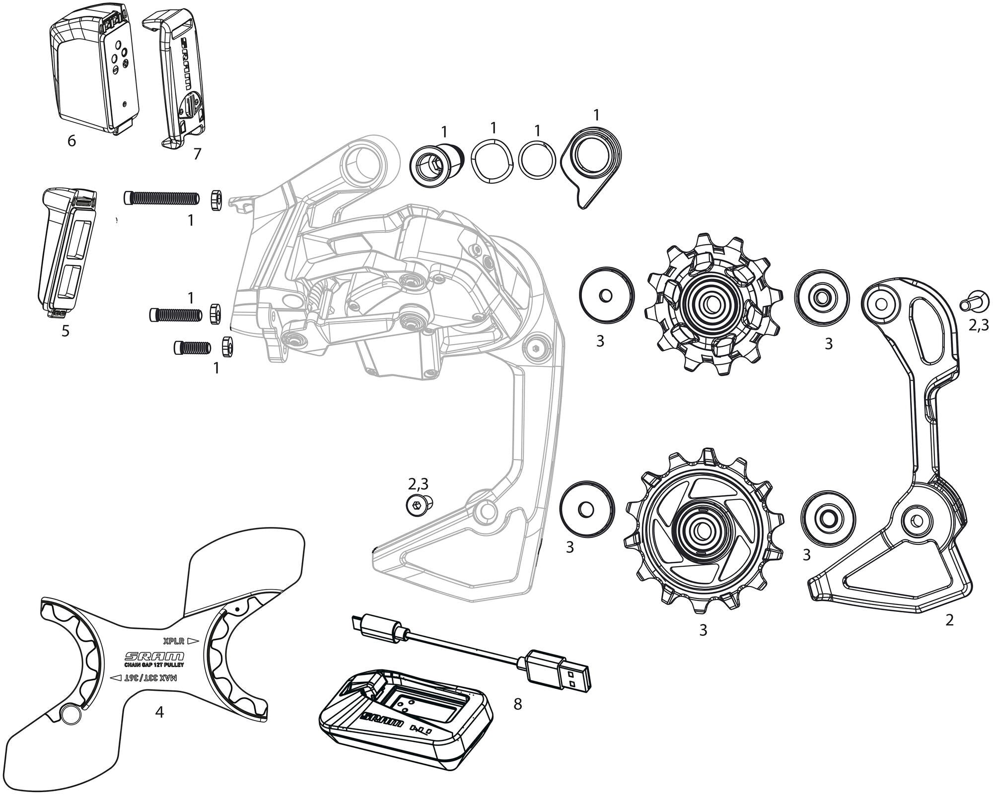 Sram achterderailleur red axs e1 rear derail. axs e1 10-28 36t