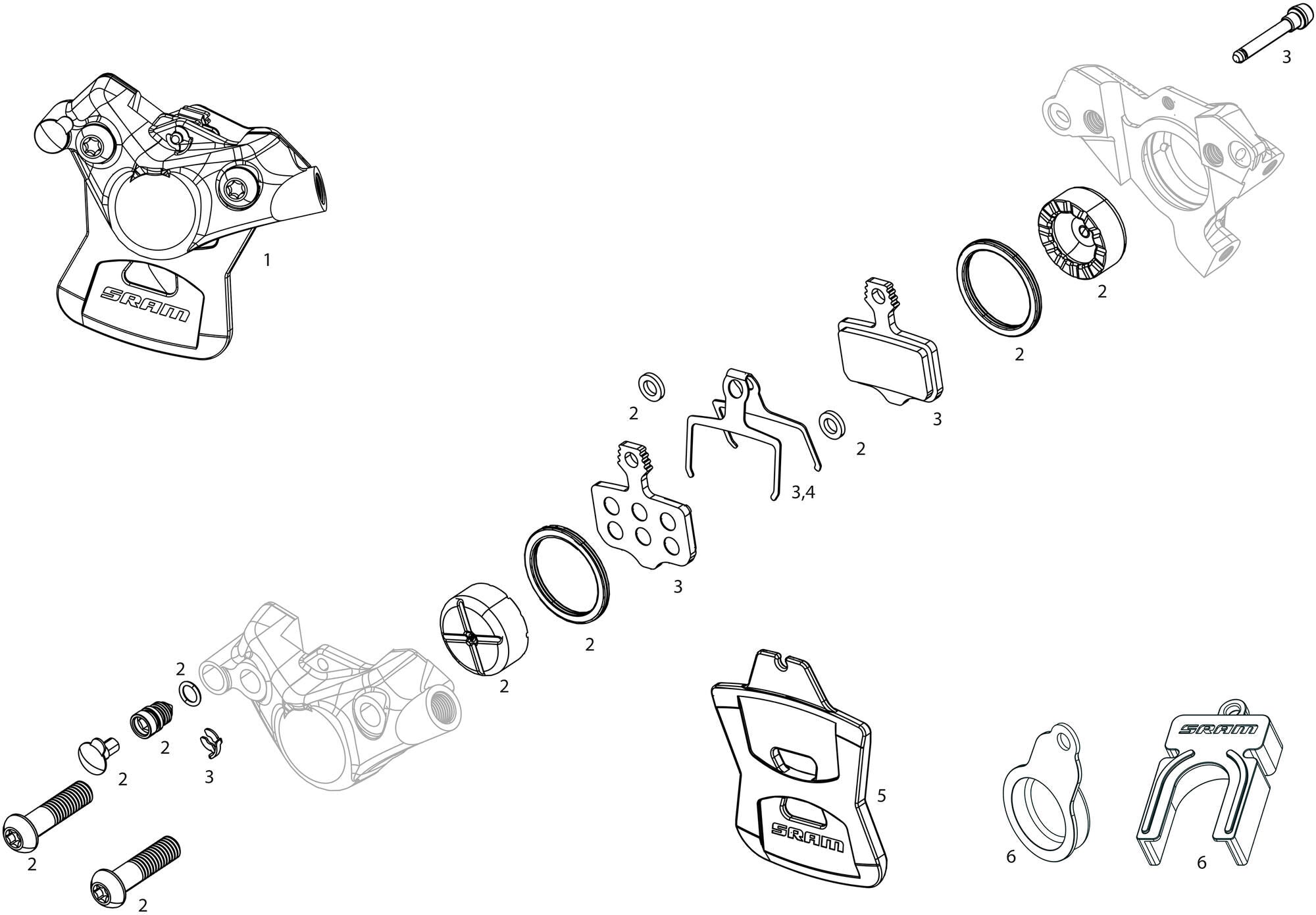 Sram schijfrem force axs disc brake force axs right front 1300mm