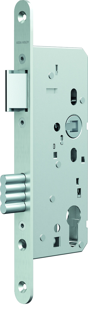 Assa abloy n1000 deurslot | dm65mm | pc72mm | krukgat 8mm | voorplaat rvs 20x235mm afgerond | zamac vernikkelde dagschoot | dr 1+3 2+4 - 10049483