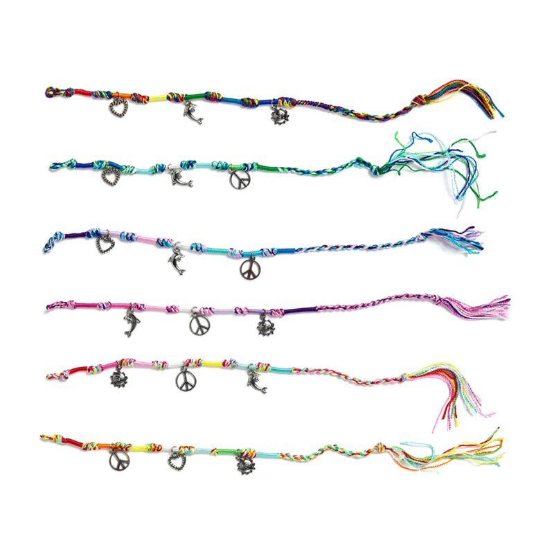 Vriendschapsarmbanden - geweven metalen bedeltjes