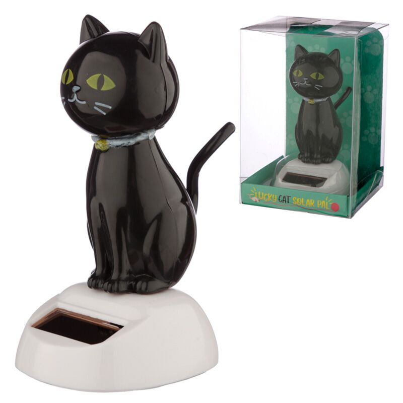 Geluk zwarte kat solar poppetje