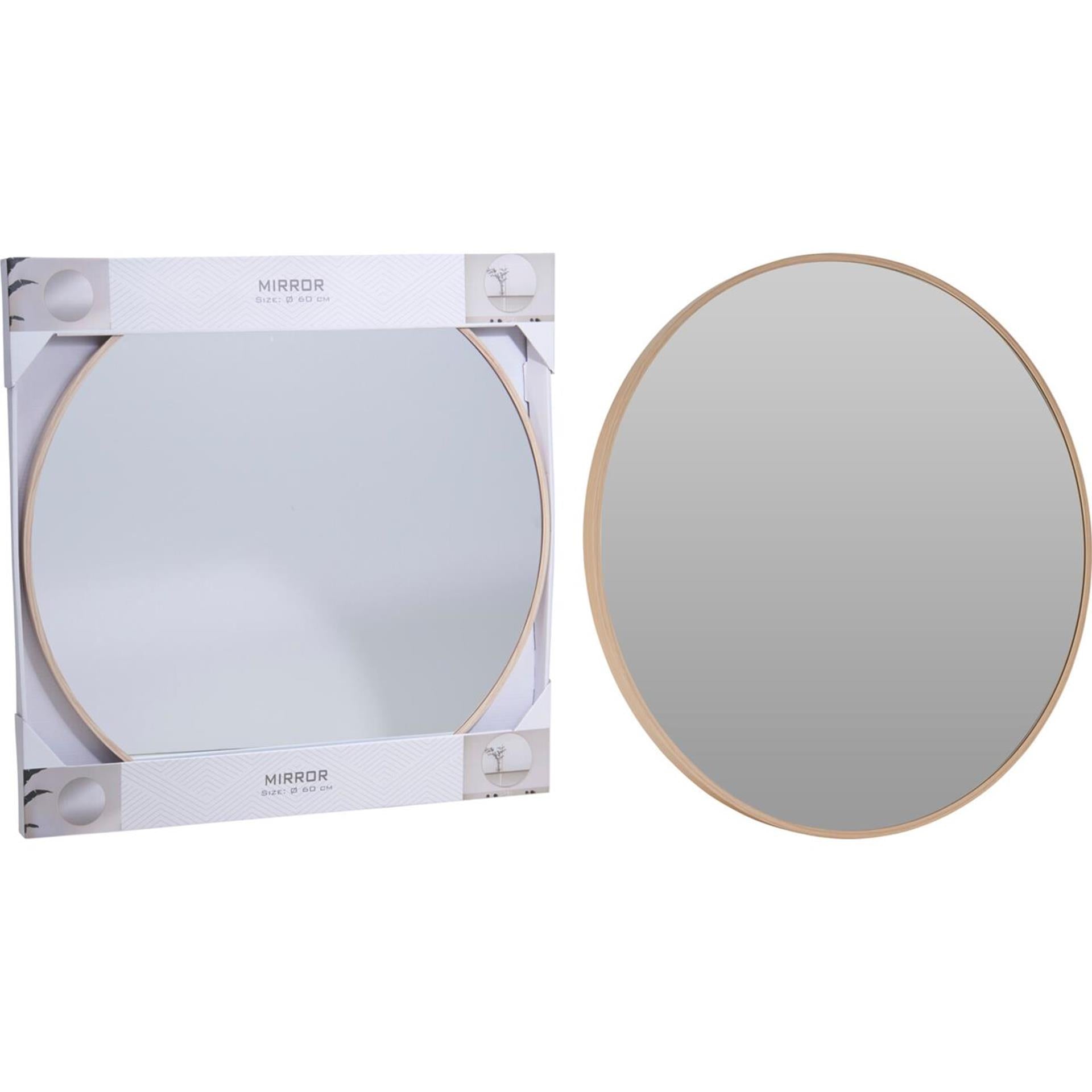 Home styling spiegel hout ø60cm