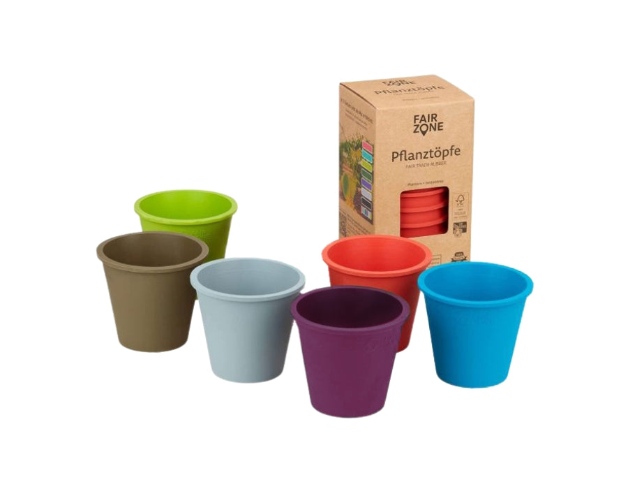 Fairzone plantenpotten - gekleurd rubber - 6 stuks