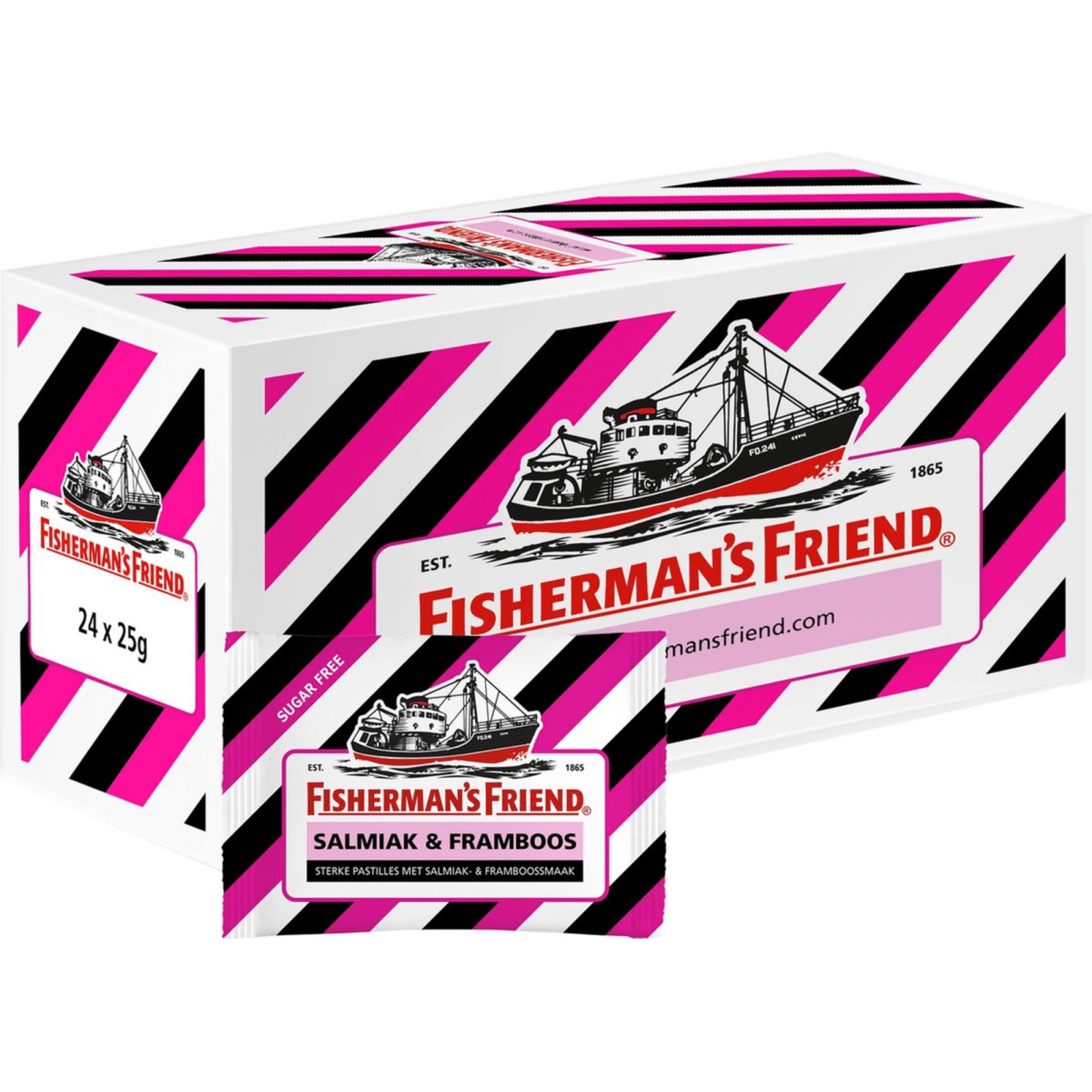 Fisherman's friend salmiak framboos suikervrij - 24 zakjes x 25 gram